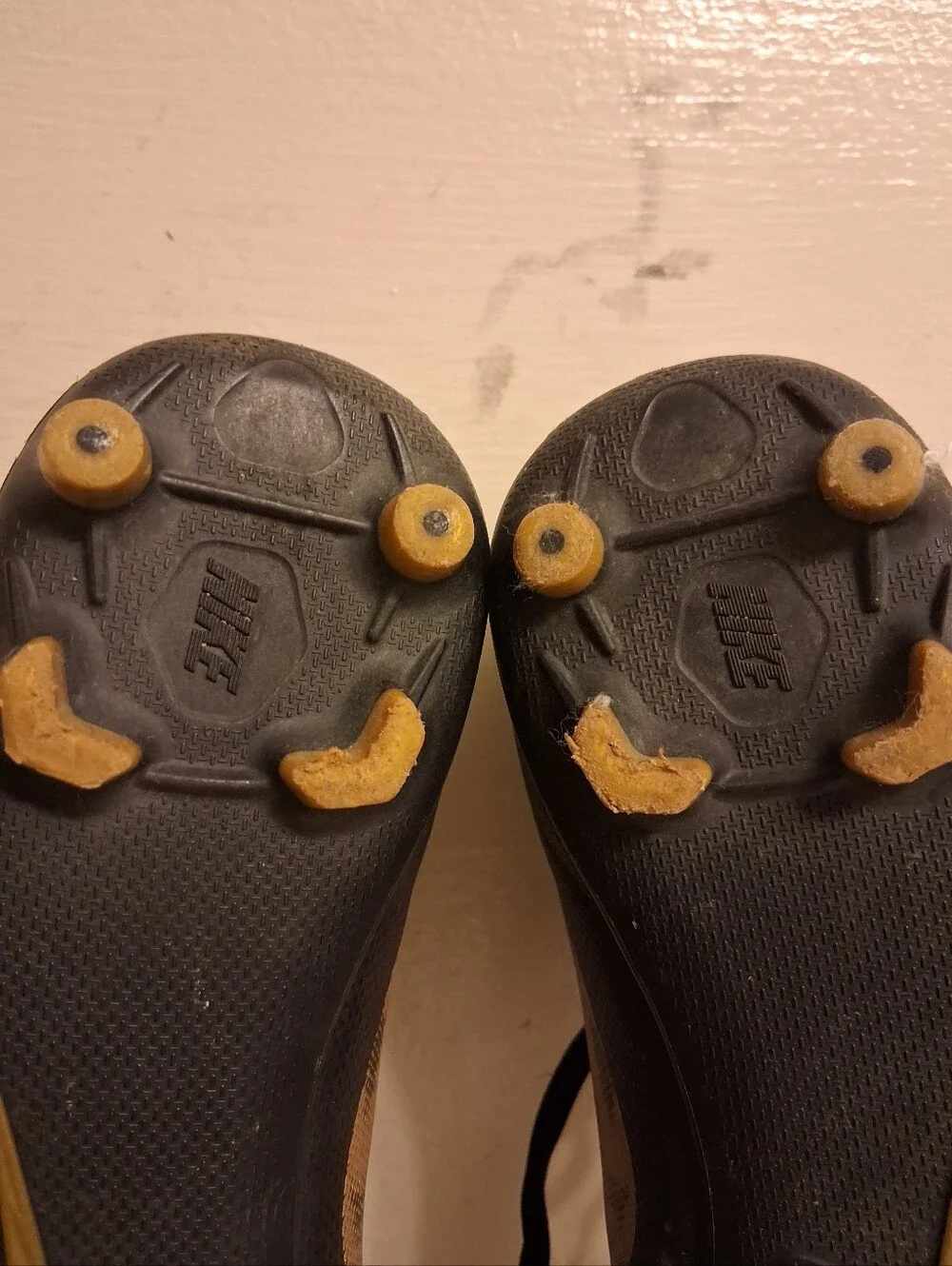 Youth Nike Black Cleats with Gold Swoosh Size 5Y
